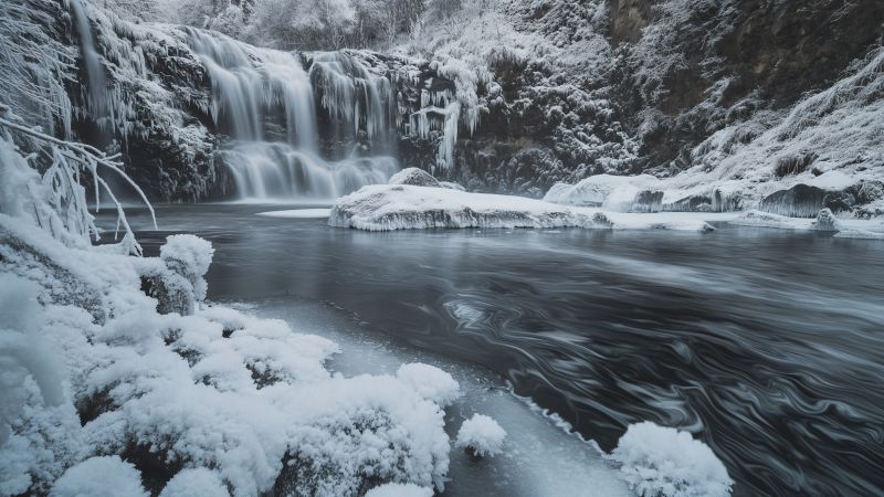 Lake wallpaper, ice, crystal clear water, background for desktop wallpaper (horizontal)