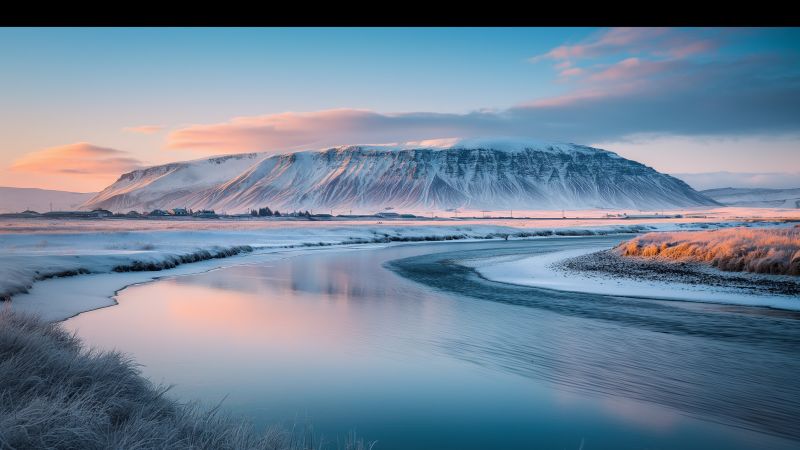Reykjavik wallpaper, mountain range, 4k wallpaper, background for desktop wallpaper (horizontal)