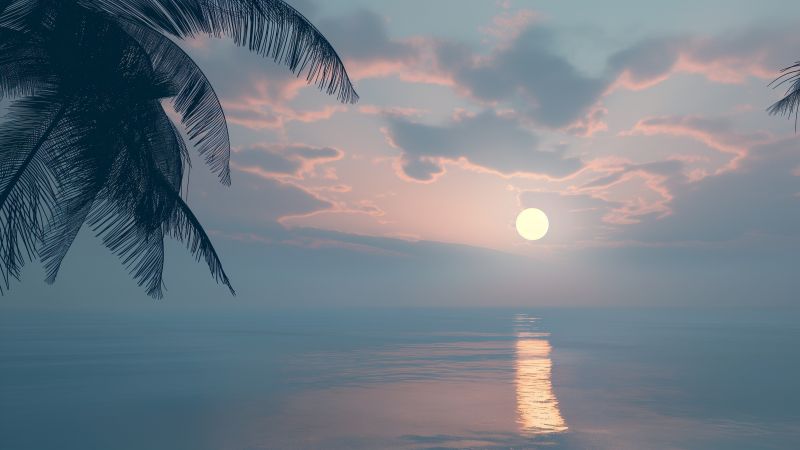 Ocean wallpaper, sun, beach, background for desktop wallpaper (horizontal)