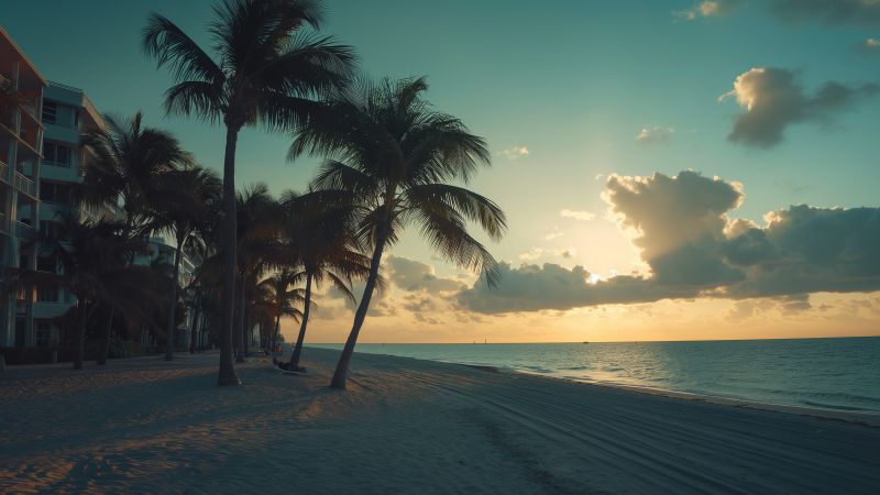 Miami wallpaper, ocean, coast, background for desktop wallpaper (horizontal)