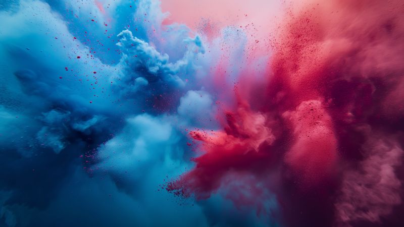 Holi wallpaper, vibrant colors, paint splashes, background for desktop wallpaper (horizontal)