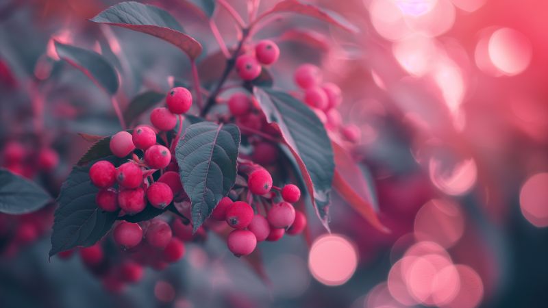 berries wallpaper, vibrant leaves, high-resolution wallpaper, background for desktop wallpaper (horizontal)