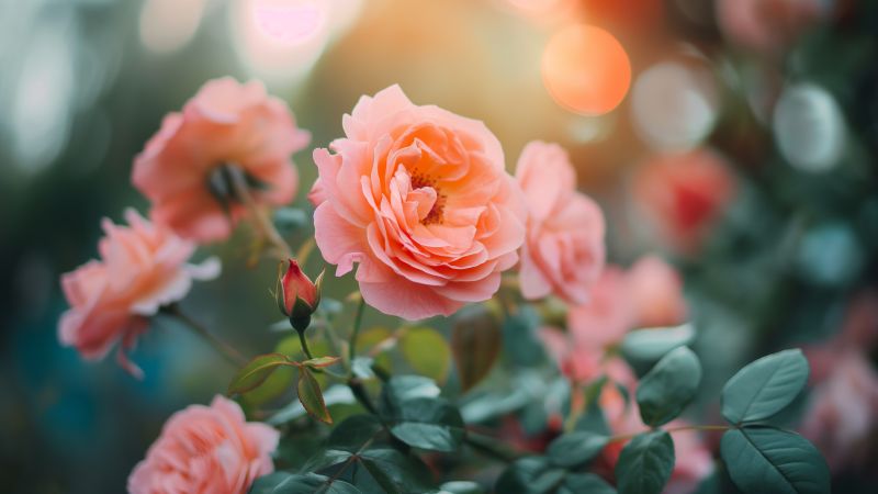 Rose wallpaper, flowers, 8k, background for desktop wallpaper (horizontal)