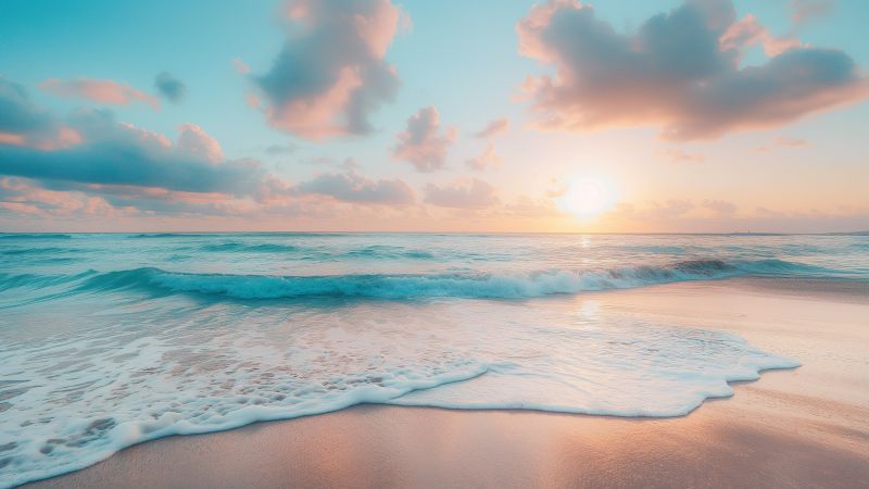 Ocean wallpaper, shoreline, waves, background for desktop wallpaper (horizontal)