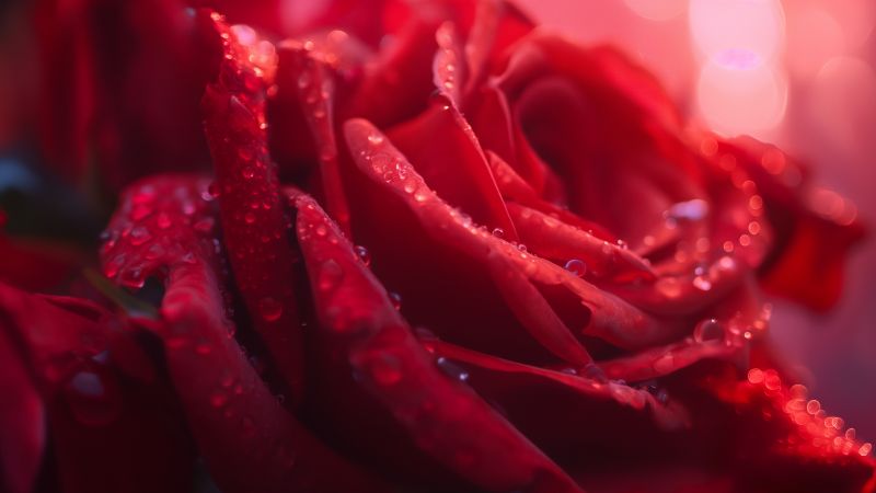 Rose wallpaper, red flower, botanical, background for desktop wallpaper (horizontal)