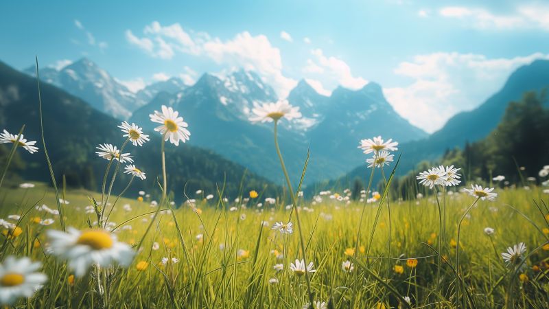 Alps wallpaper, meadows, grass, background for desktop wallpaper (horizontal)
