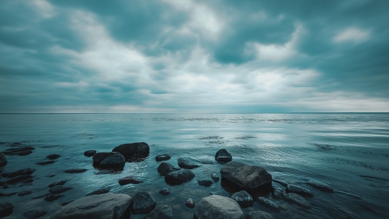 Sea wallpaper, clouds, ocean, background for desktop wallpaper (horizontal)