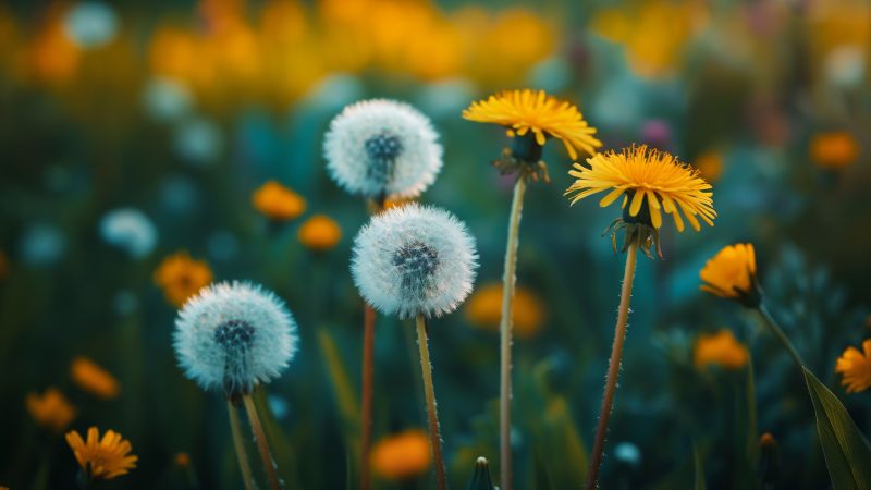 dandelion wallpaper, floral, blossoms, background for desktop wallpaper (horizontal)