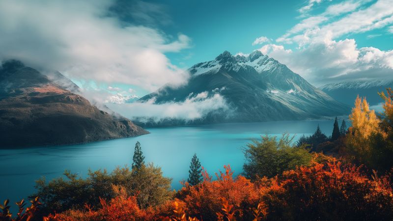 New Zealand wallpaper, vibrant nature, island foliage, background for desktop wallpaper (horizontal)