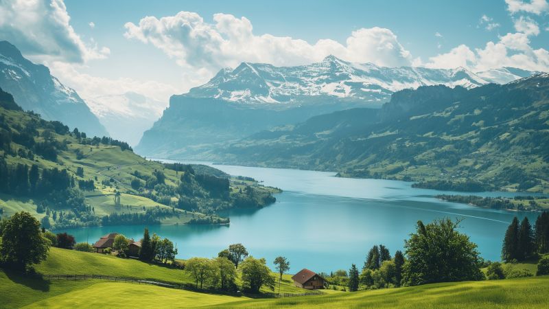 Switzerland wallpaper, mountains, nature, background for desktop wallpaper (horizontal)