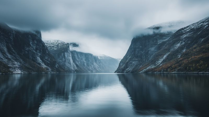 Norway wallpaper, fjord, sky, background for desktop wallpaper (horizontal)