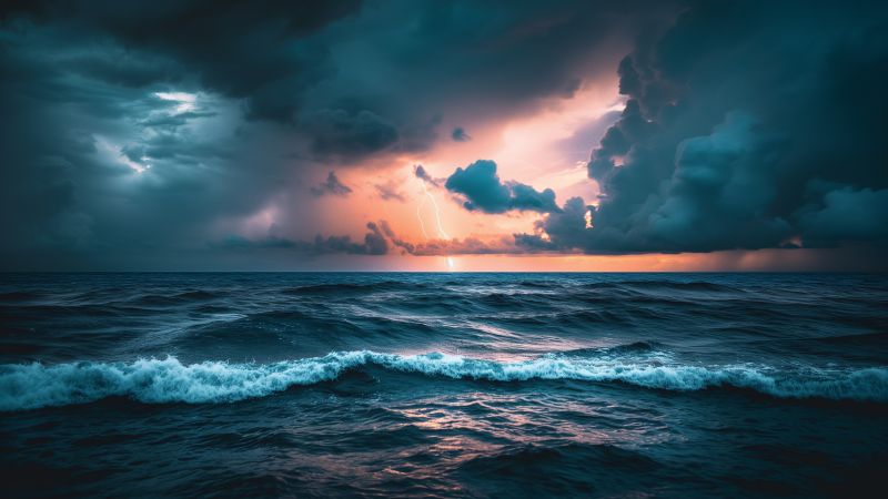 Sea wallpaper, storm, 5k, background for desktop wallpaper (horizontal)