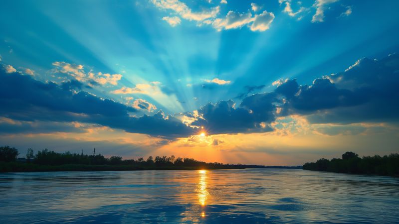 Clouds wallpaper, beautiful landscape, sunlight, background for desktop wallpaper (horizontal)