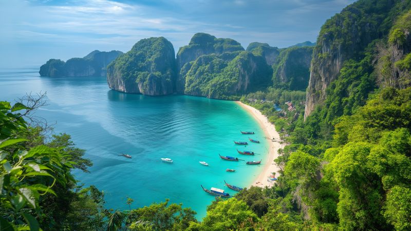 Thailand wallpaper, travel, boat, background for desktop wallpaper (horizontal)