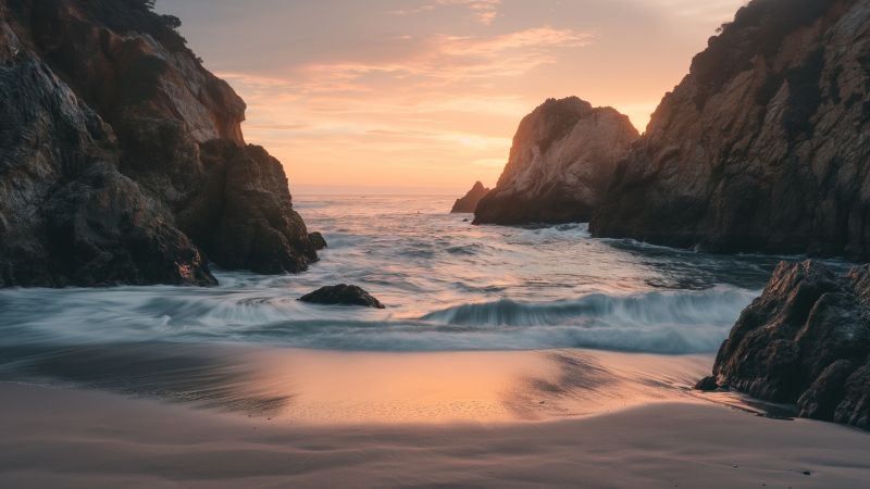 Pfeiffer Beach wallpaper, Big Sur, tourism, background for desktop wallpaper (horizontal)