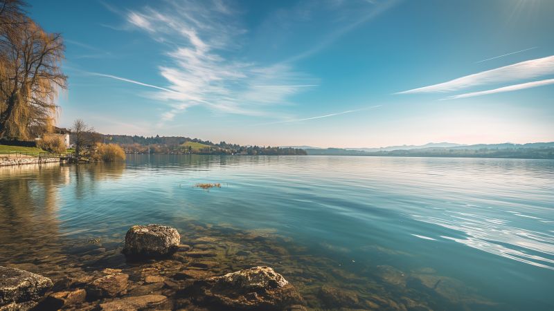 Murtensee wallpaper, tranquil waters, sunset, background for desktop wallpaper (horizontal)