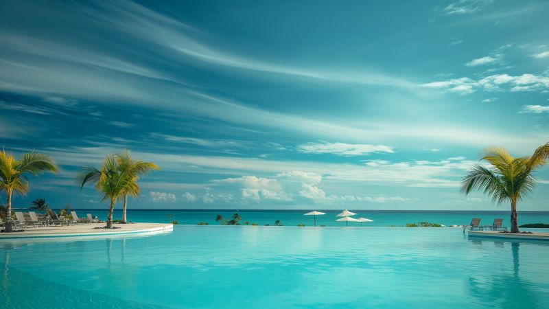 Bahamas wallpaper, beach, pool, background for desktop wallpaper (horizontal)