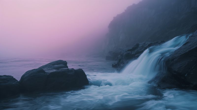 Waterfall wallpaper, tourism, stones, background for desktop wallpaper (horizontal)