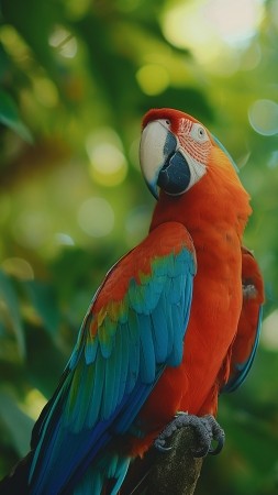 parrot wallpaper, colorful, green, background for mobile wallpaper (vertical)