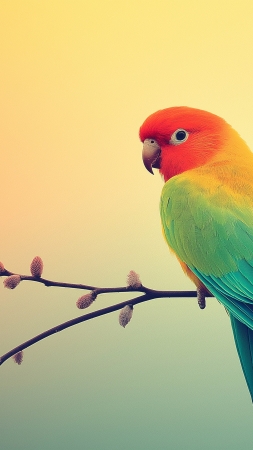 rainbow parrot wallpaper, tropical birds, wildlife, background for mobile wallpaper (vertical)