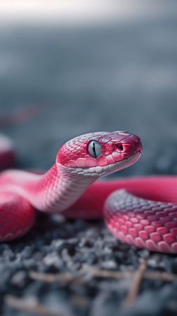 snake wallpaper, pink serpent, asphalt, background for mobile wallpaper (vertical)