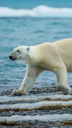 bear wallpaper, ocean, Canada, background for mobile wallpaper (vertical)