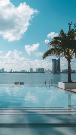 Miami wallpaper, hotel, sea, background for mobile wallpaper (vertical)