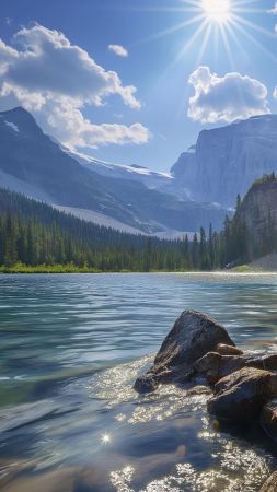 Lake wallpaper, water, tranquility, background for mobile wallpaper (vertical)