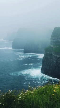 Ireland wallpaper, ocean, blue, background for mobile wallpaper (vertical)