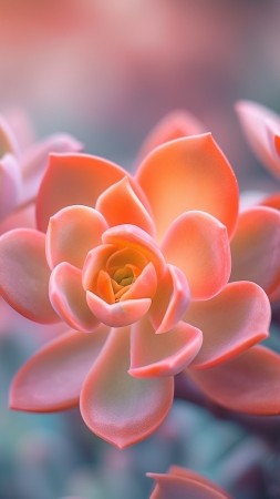 succulent flowers wallpaper, botanical art, nature details, background for mobile wallpaper (vertical)