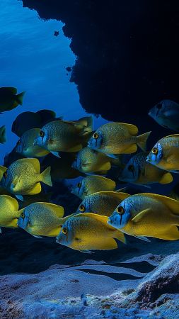 fish school wallpaper, ocean, atlantic, background for mobile wallpaper (vertical)