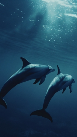 Spinner dolphin wallpaper, diving tourism, underwater photography, background for mobile wallpaper (vertical)