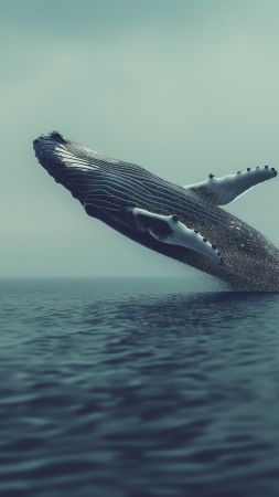 whale wallpaper, 8k, underwater, background for mobile wallpaper (vertical)