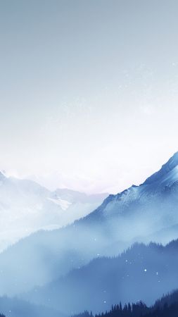mountains wallpaper, snow, winter landscape, background for mobile wallpaper (vertical)