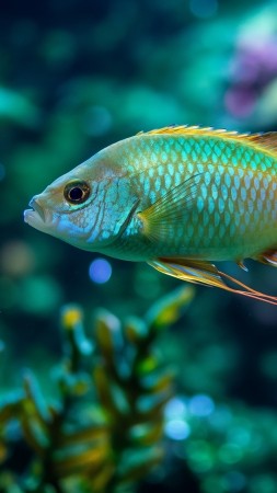 Mollienesia wallpaper, underwater, vibrant, background for mobile wallpaper (vertical)