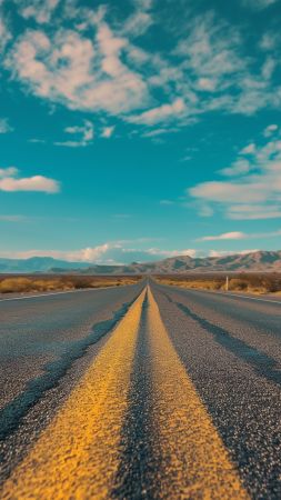 road wallpaper, sky, clouds, background for mobile wallpaper (vertical)