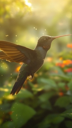 Hummingbird wallpaper, nectar, flying, background for mobile wallpaper (vertical)