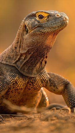 Comodo Dragon wallpaper, Varanus salvator, black, background for mobile wallpaper (vertical)