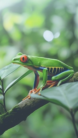 Tree frog wallpaper, poison, orange, background for mobile wallpaper (vertical)