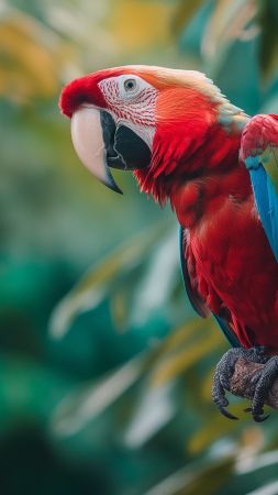 amazon parrot wallpaper, bird, branch, background for mobile wallpaper (vertical)