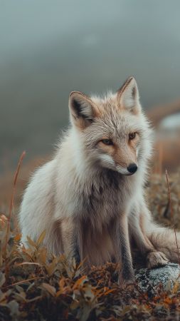 Arctic fox wallpaper, nature, grey, background for mobile wallpaper (vertical)