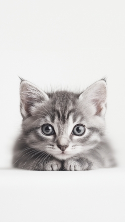 kitten wallpaper, tabby, white, background for mobile wallpaper (vertical)