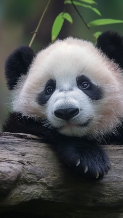 panda wallpaper, high resolution, charming wildlife, background for mobile wallpaper (vertical)