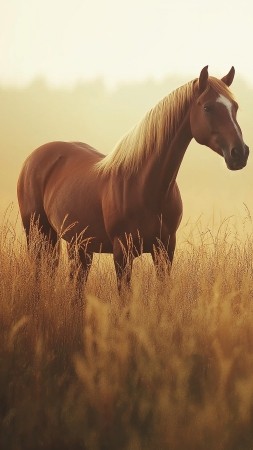 horse wallpaper, fields, countryside, background for mobile wallpaper (vertical)