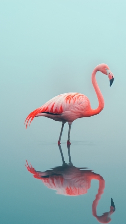 flamingo wallpaper, beach, coastal, background for mobile wallpaper (vertical)
