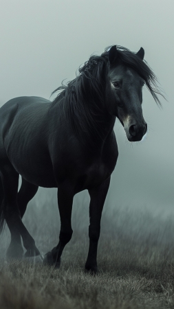 horse wallpaper, black, 4k wallpaper, background for mobile wallpaper (vertical)