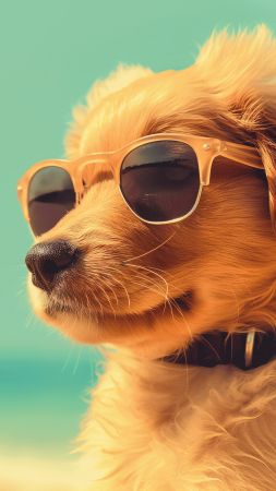 Dog wallpaper, summer, vacation, background for mobile wallpaper (vertical)