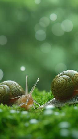 Snail wallpaper, close-up, insects, background for mobile wallpaper (vertical)