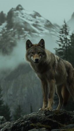 wolf wallpaper, 4k, majestic, background for mobile wallpaper (vertical)