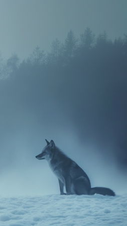fox wallpaper, snow, cold, background for mobile wallpaper (vertical)